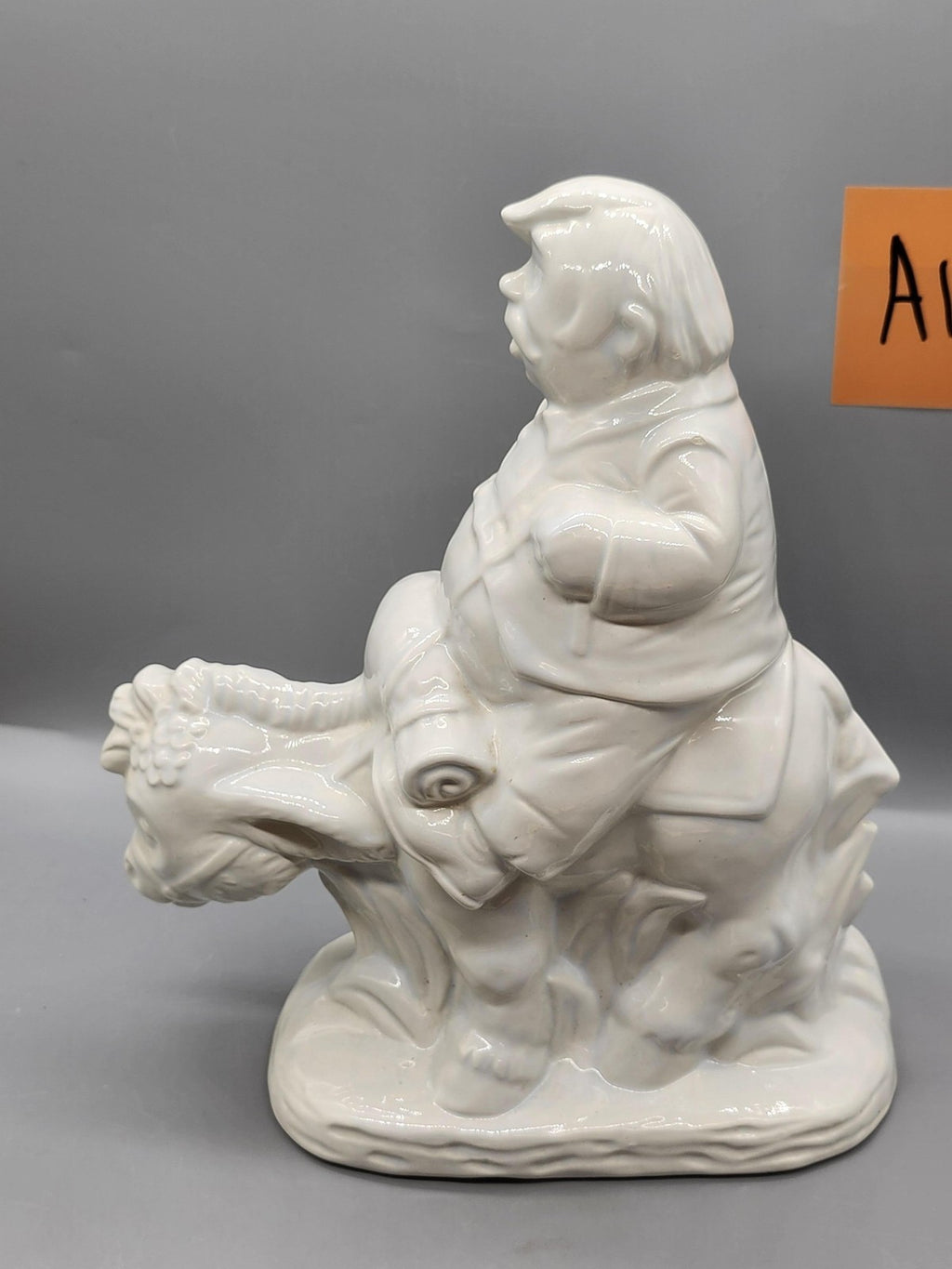 Unmarked White Ceramic Sancho Panza Figurine Don Quixote Literature Home Decor