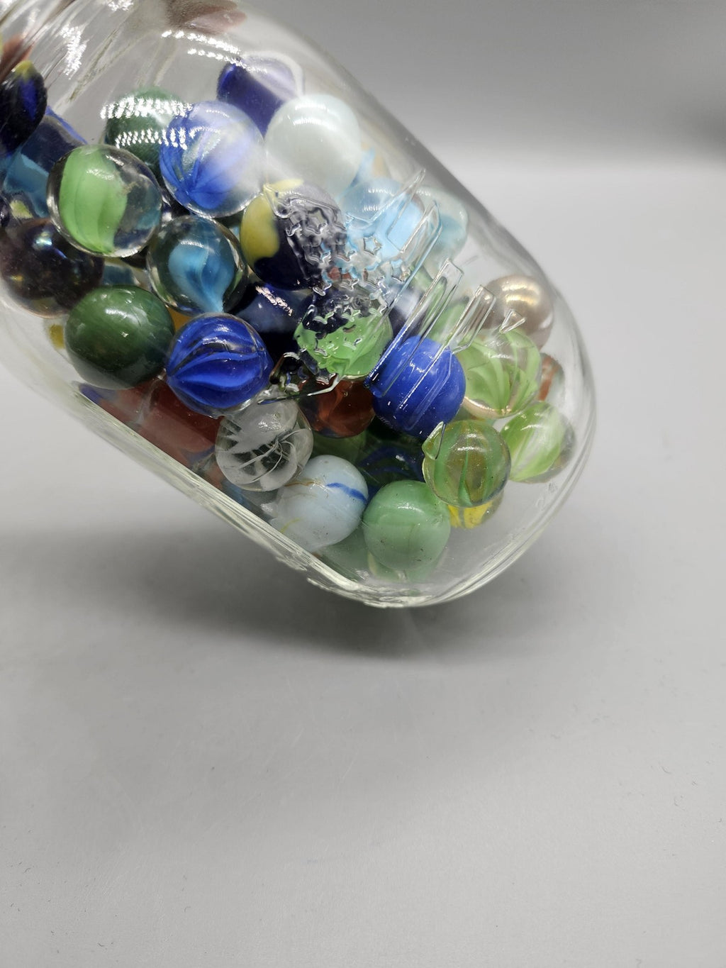 Ball Mason Jar Cat's Eye Glass Marbles Lot Assorted Colors Machine Made