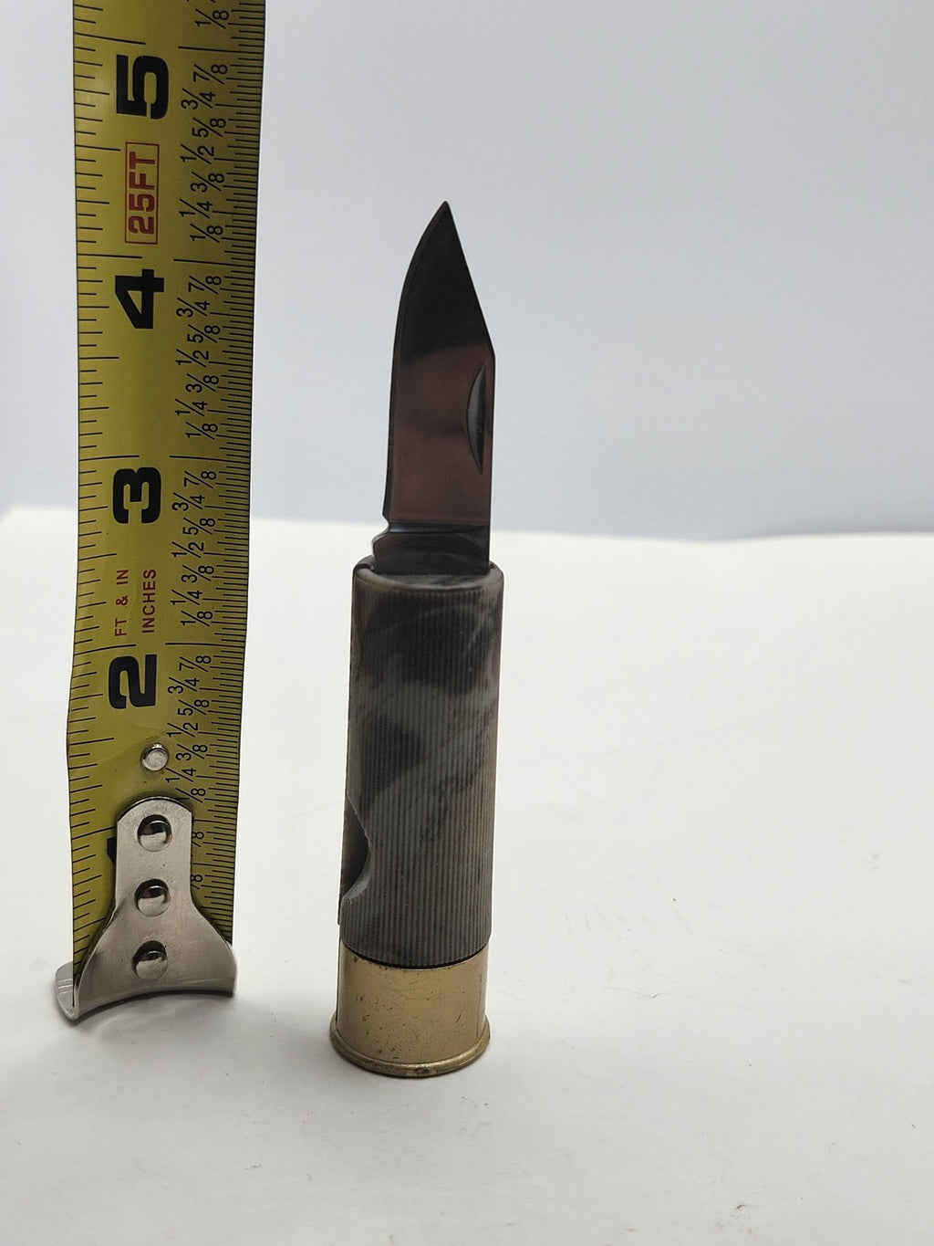 Shotgun Shell Pocketknife Folding 1 Blade Drop Point Brown Plastic 12 GA EDC
