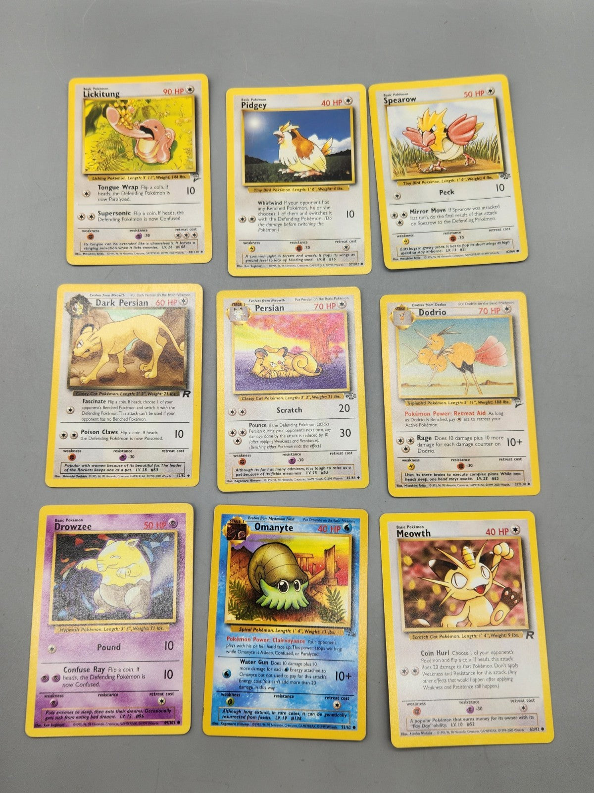 Vintage Pokémon Card Lot Team Rocket Jungle Fossil Base Set 9 Cards WOTC