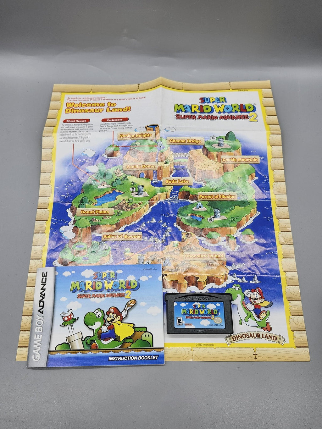 Super Mario World Super Mario Advance 2 Nintendo GBA Cart Manual Map NTSC-U/C E
