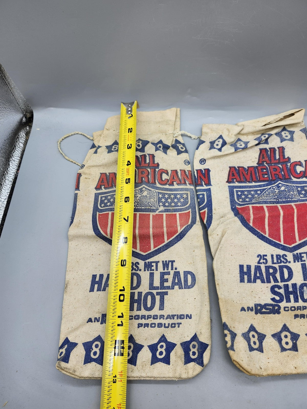 Vintage All American Lead Shot Bags Lot 2 25 Lbs Size 8 Beige Decor RSR