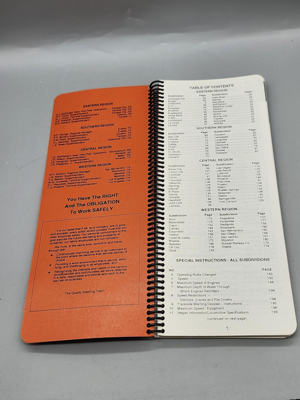 Vintage Atchison Topeka Santa Fe Railway System Timetable No 3 Orange 1992 Book