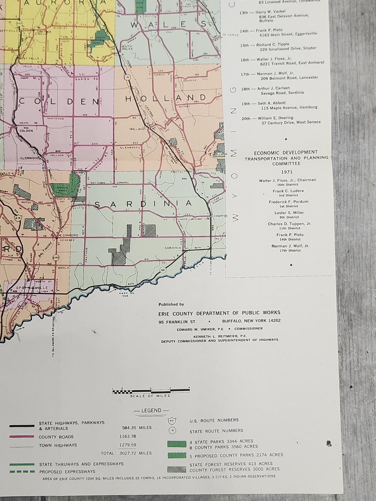 Vintage 1971 Erie County New York Highway Road Map 150th Anniversary Folded USA