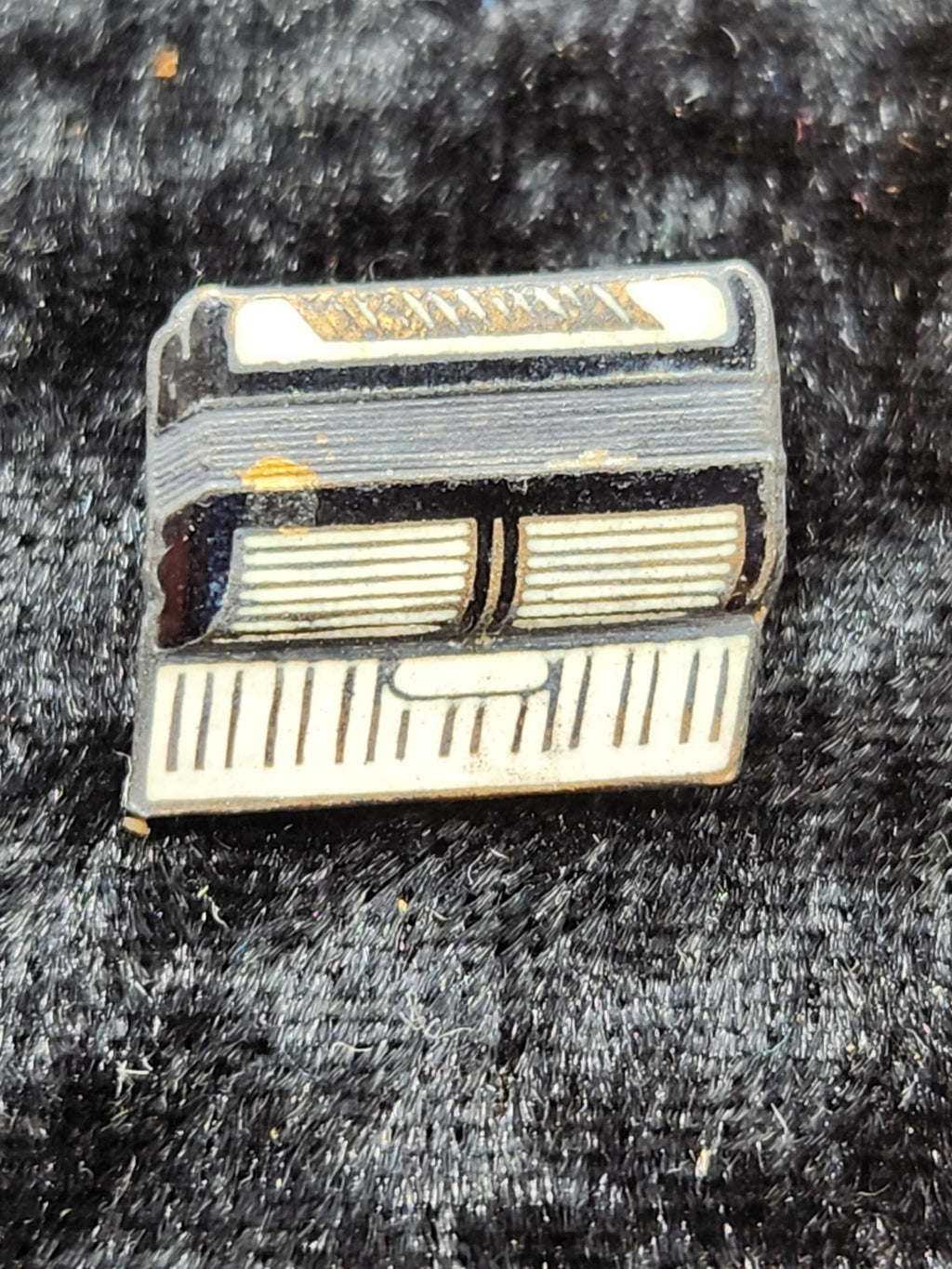 Vintage Sterling Silver Retro Broadcast Receiver Brooch Enamel Figural Pin
