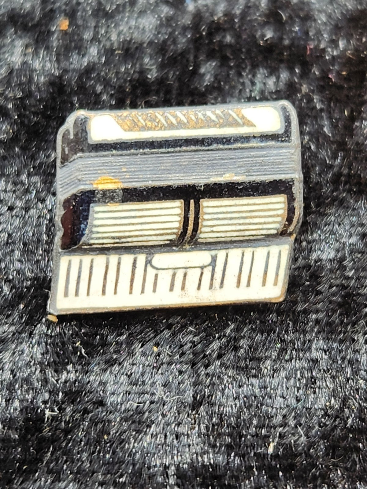 Vintage Sterling Silver Retro Broadcast Receiver Brooch Enamel Figural Pin