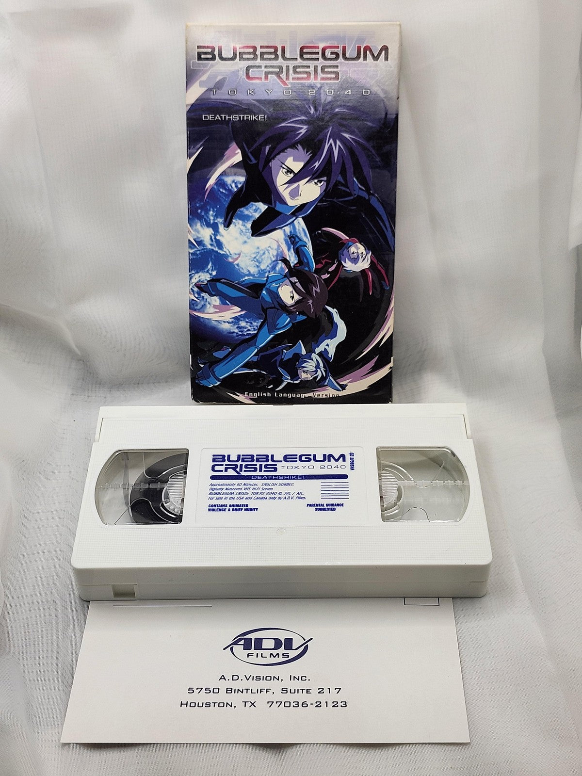 Vintage Bubblegum Crisis Tokyo 2040 Deathstrike ADV White VHS Anime Eng Dubbed