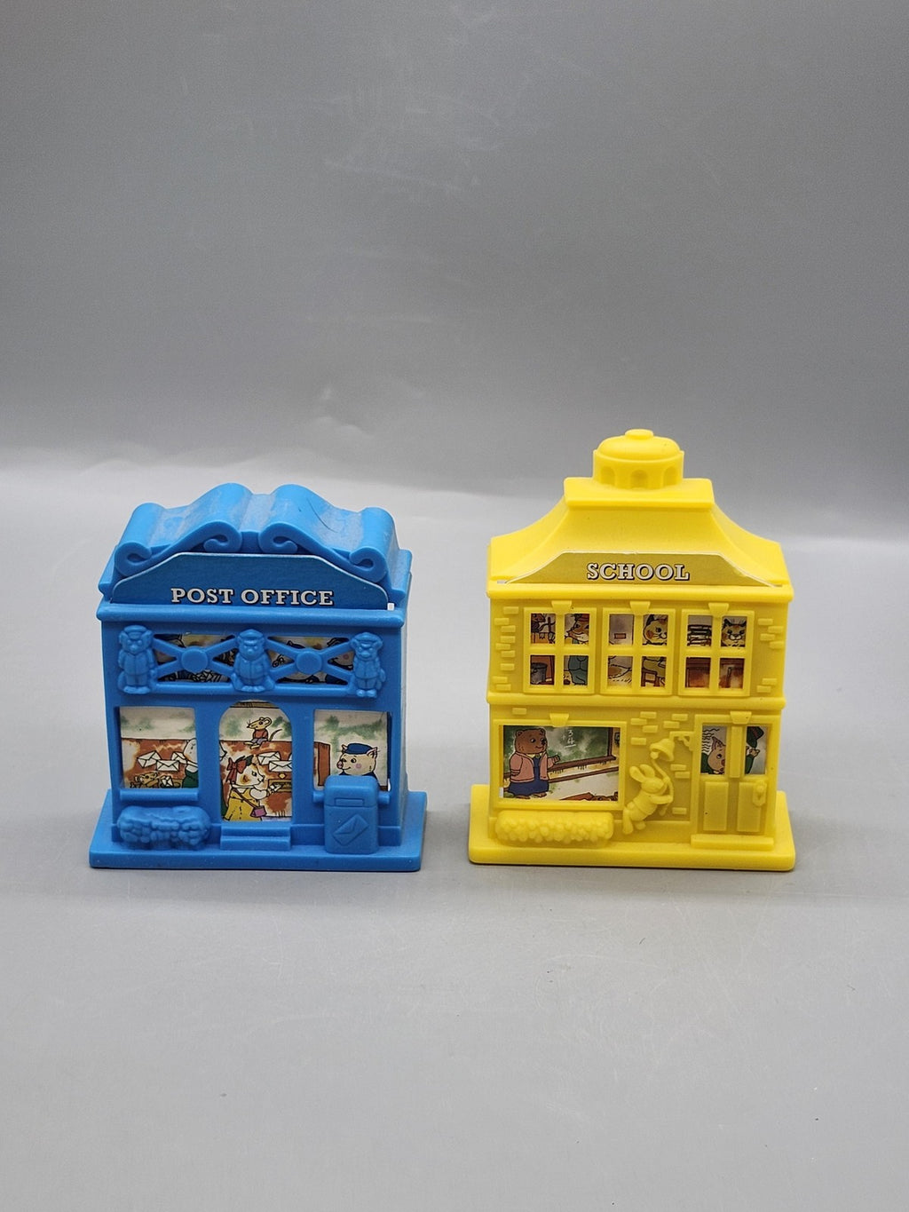 Vintage 1994 Richard Scarry Post Office School Toy Buildings Lot 2 Mini Plastic