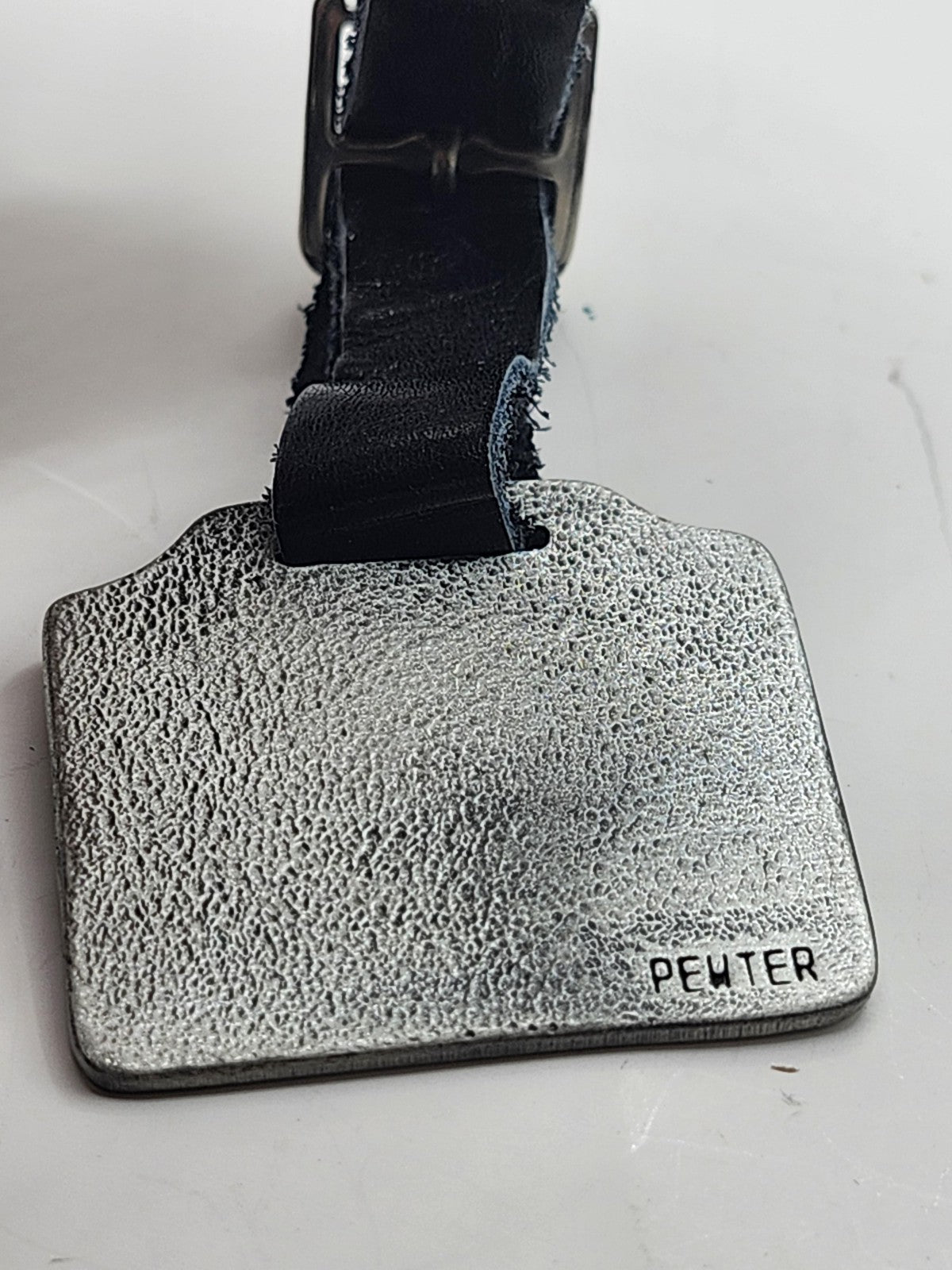 Cummins Power Pewter Keychain Key Fob Black Leather Strap Silver Tone Decor