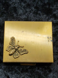 Vintage Brass Tone Photo Album Mini Brag Book Moth Butterfly Art Nouveau Style