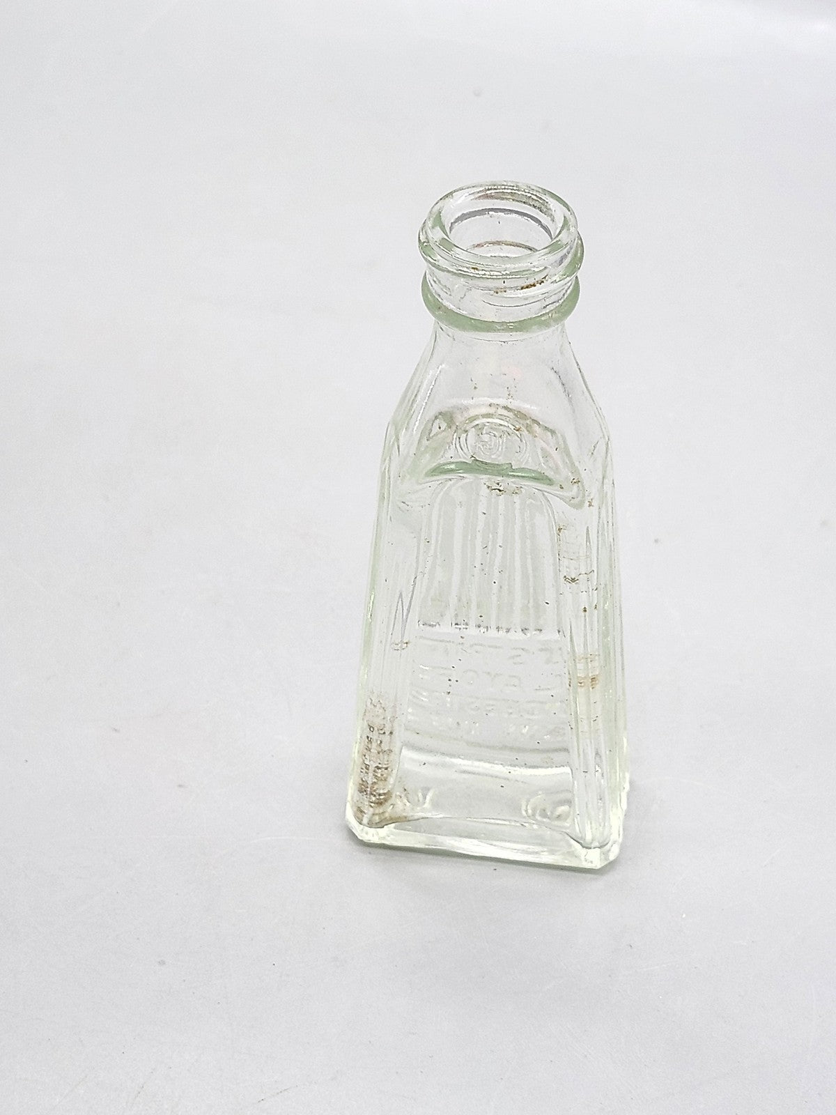 Vintage Justrite Flavors Embossed Clear Glass Bottle Rochester New York Food