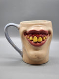 Mayco Nina Face Coffee Mug Beige Ceramic Teeth Smile Novelty Creepy Cup Decor