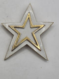 Vintage Trifari Star Brooch Pin White Enamel Gold Tone Celestial Jewelry 3 Inch