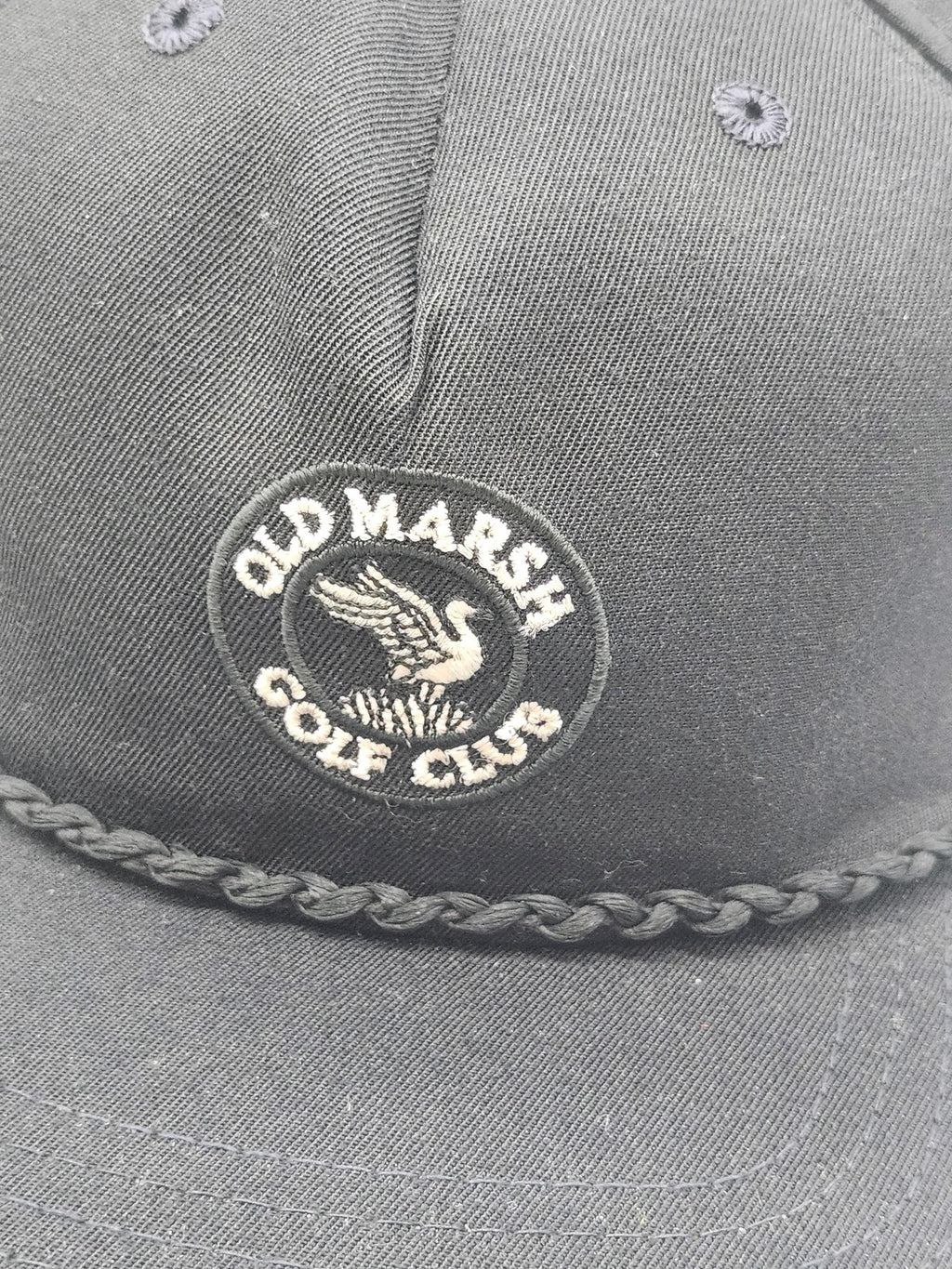 Vintage Old Marsh Golf Club Hat Cap Snap Back Mens L Black Rope New Era 90s