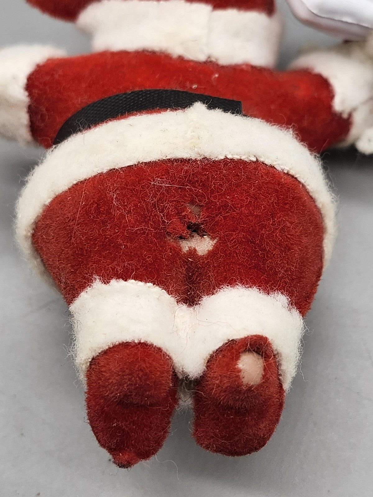 Vintage Santa Claus Figurine Mini Red Fabric Plastic Christmas Tabletop Decor