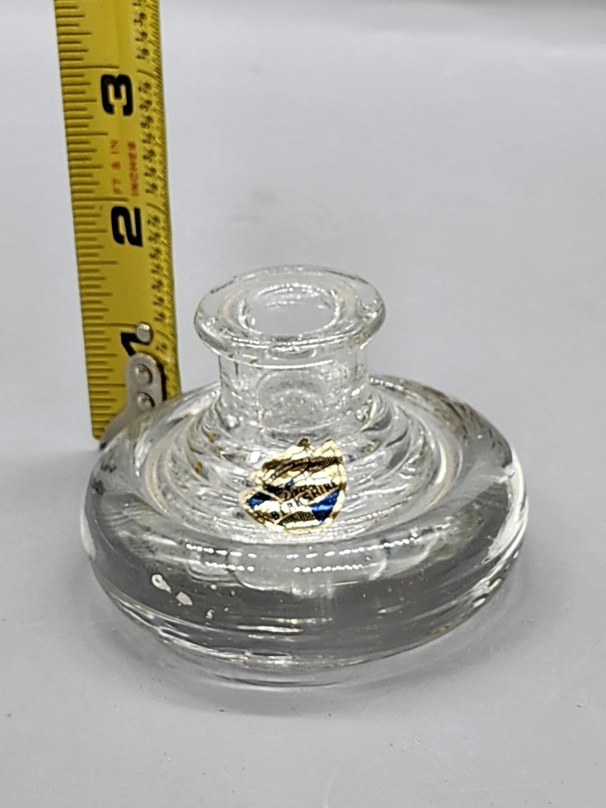 Vintage Lady Berkshire Clear Glass Perfume Bottle Base Small Round Vanity Decor