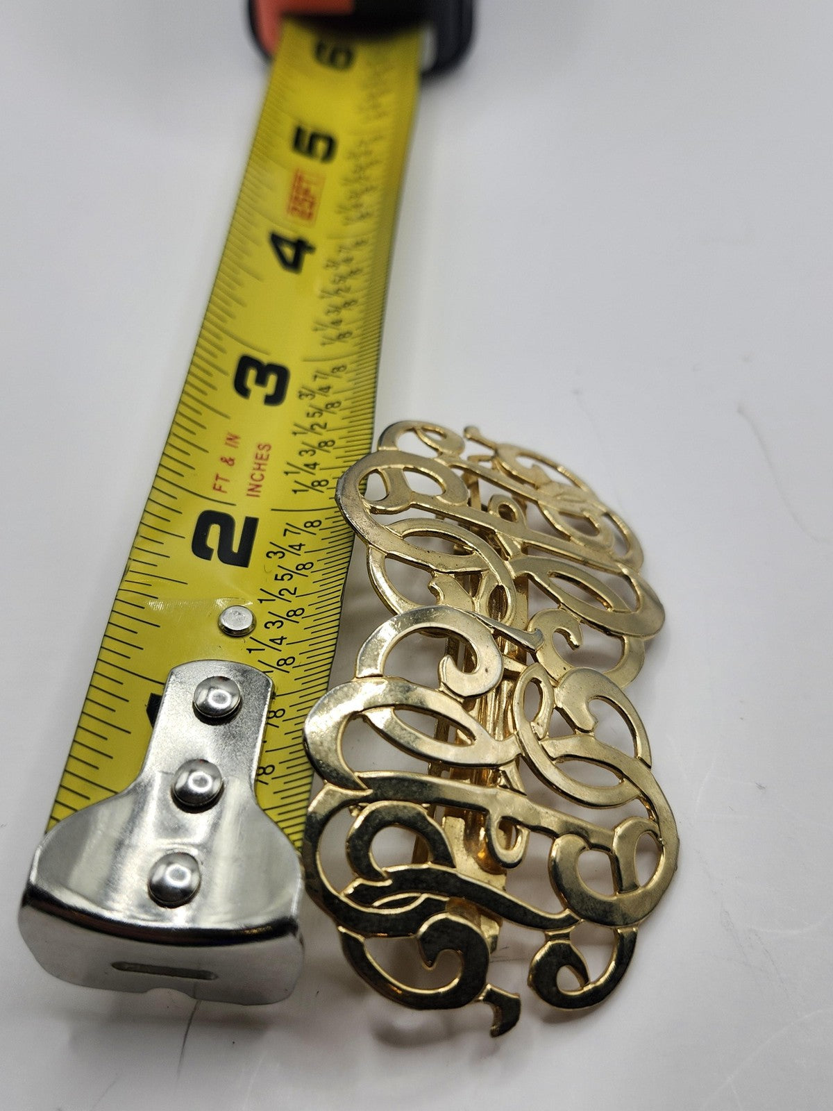 Goody Barrette Womens Teens Gold Brass Monogram Script Hair Clip Metal Accessory