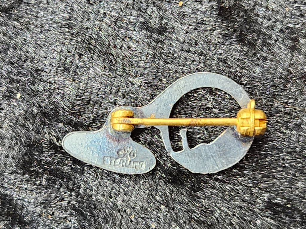 Vintage Sterling Silver Music Lover Brooch Figural Harp Pin Artisan Design
