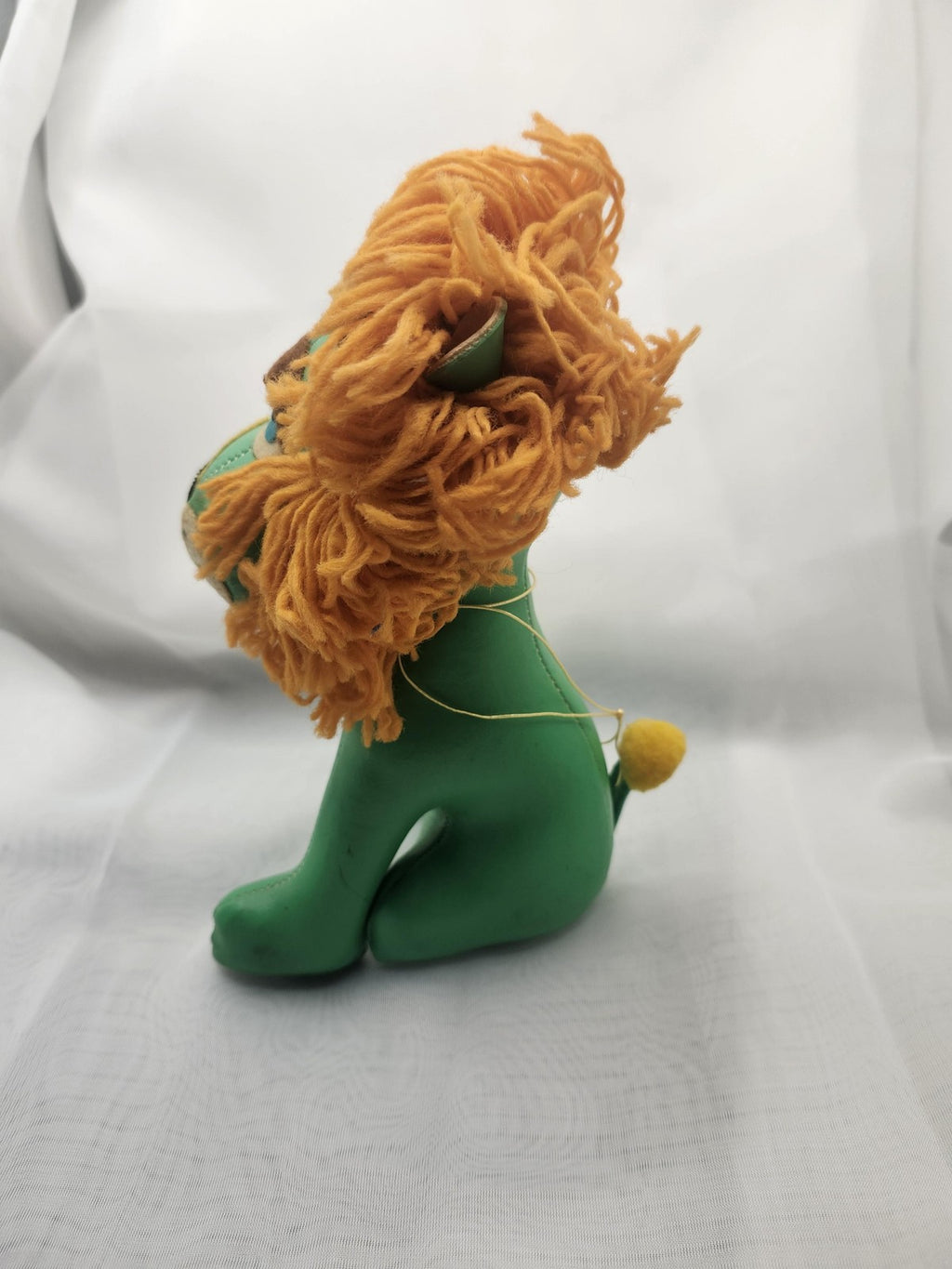 Vintage Sonson Green Lion Plush Small Stuffed Animal Japan Yarn Mane Retro