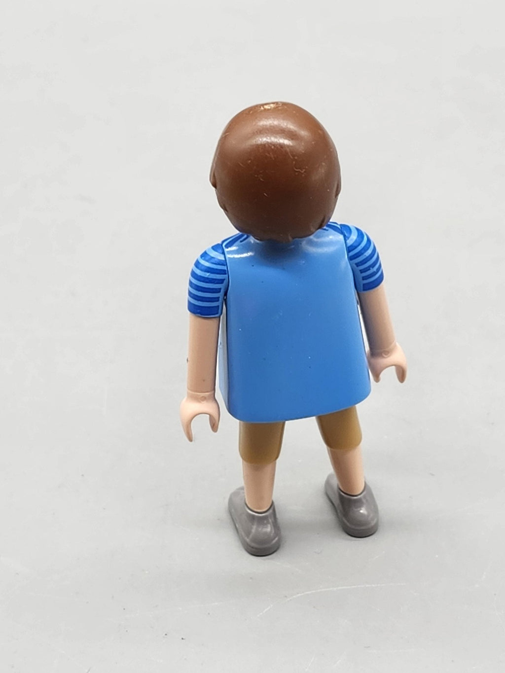 Playmobil Dad Action Figure Blue Striped Shirt Brown Hair Beard Toy Mini Loose