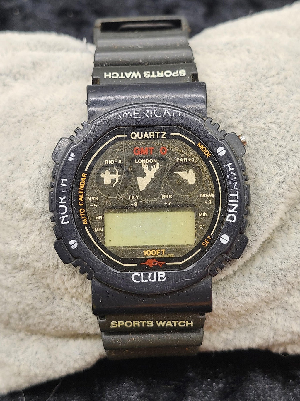 North American Hunting Club Watch Mens Black Quartz Digital GMT Sports 100ft