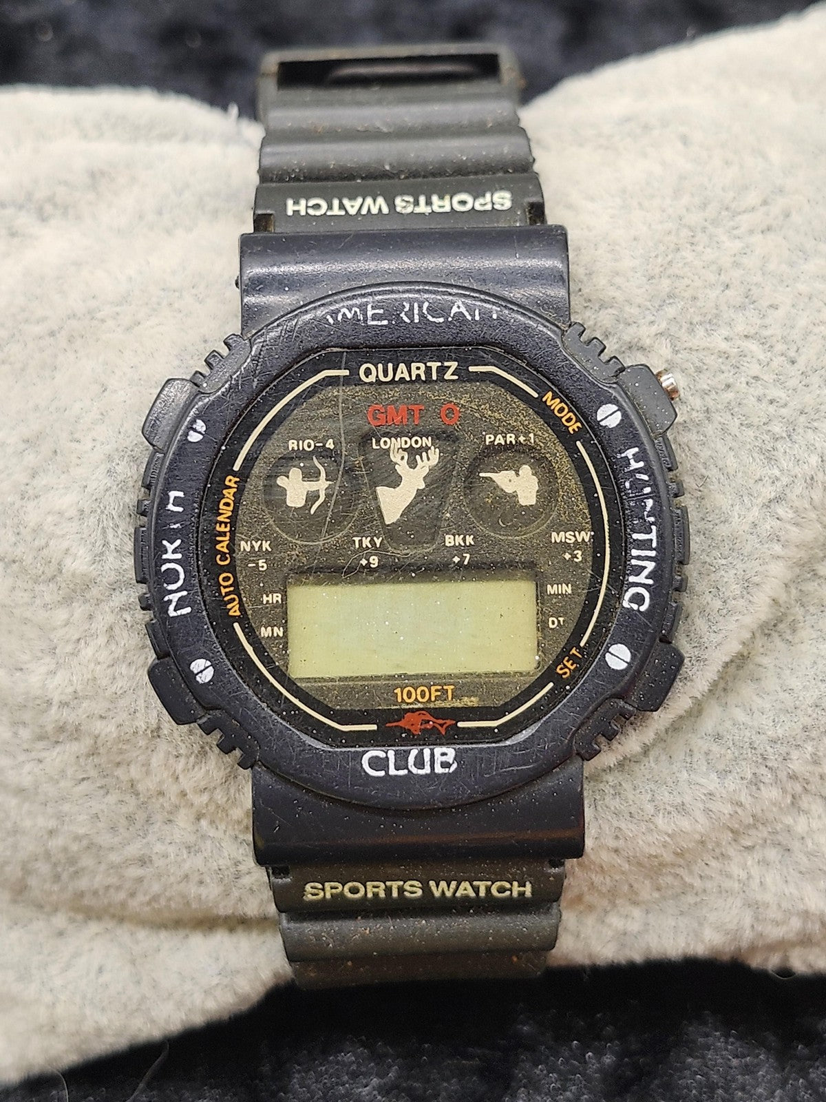 North American Hunting Club Watch Mens Black Quartz Digital GMT Sports 100ft