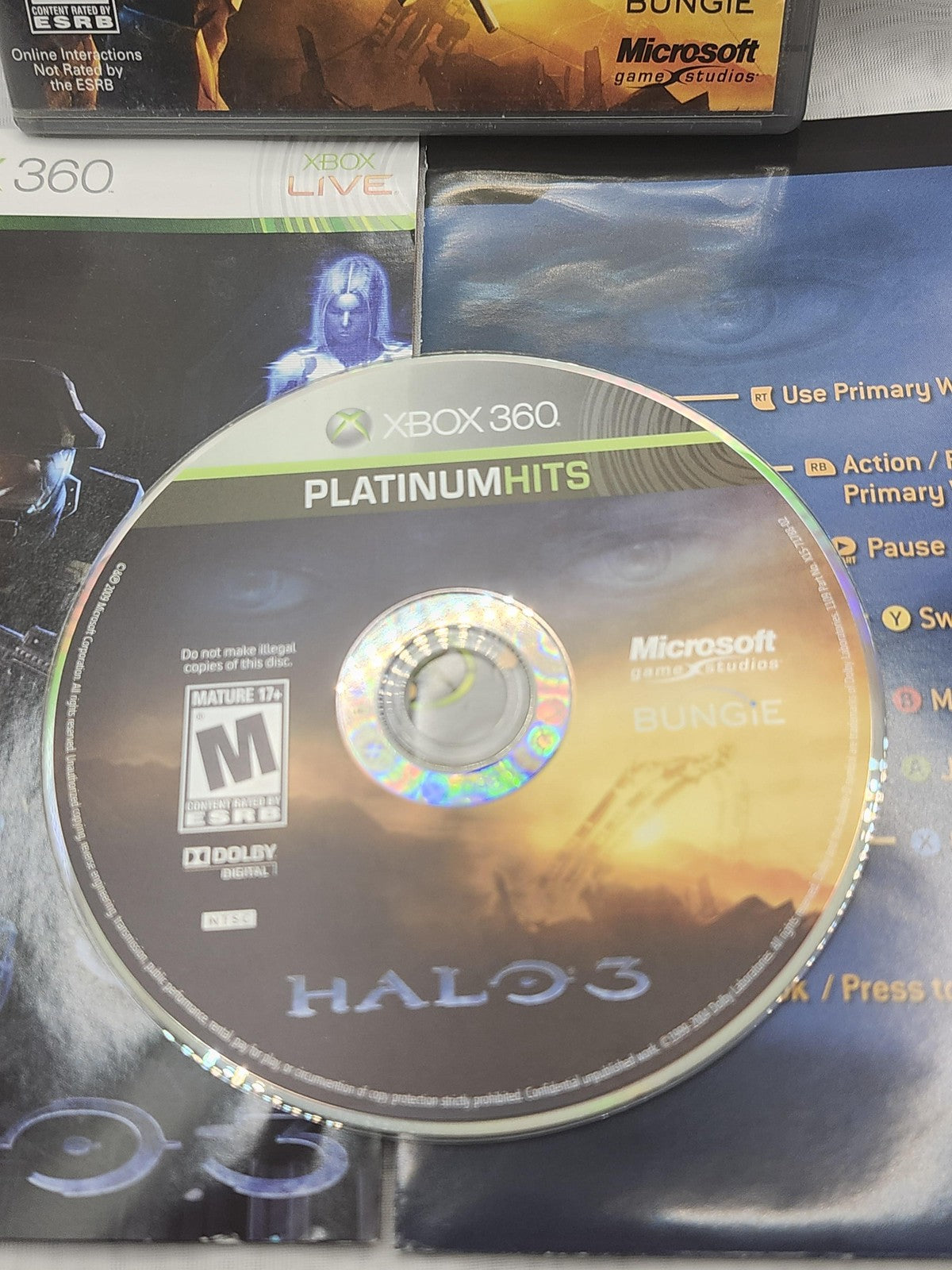 Halo 3 Microsoft Xbox 360 Game Disc Case Manual Platinum Hits NTSC-U/C M Shooter