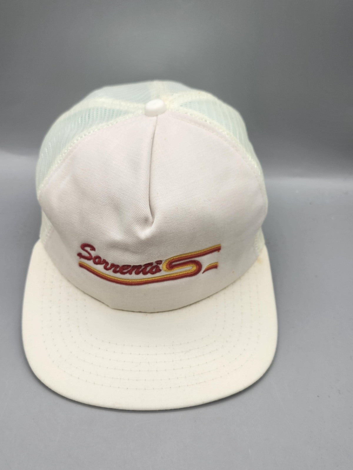 Vintage New Era Sorrento's Hat Cap Snap Back Mens One Size White Trucker 80s
