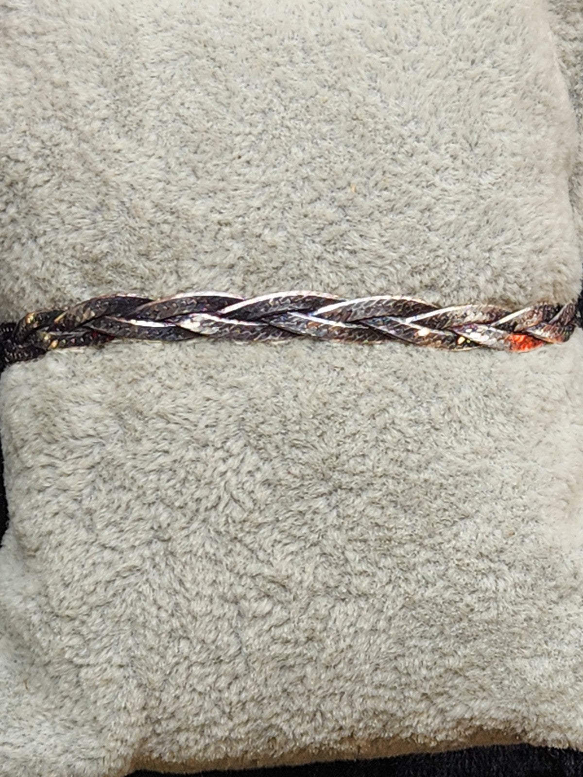 Vintage Sterling Silver 925 Braided Woven Bracelet 7" Textured Design