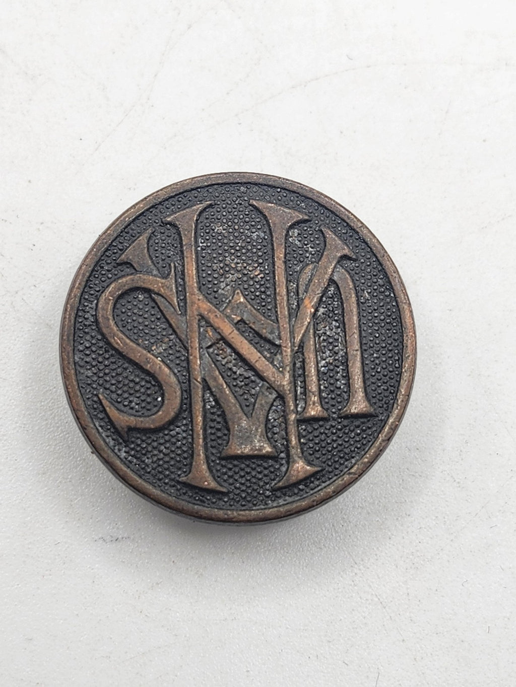 Monogram SNW Jeans Button Small Brown Brass Relief Stud Pants Hardware Sewing