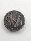 Monogram SNW Jeans Button Small Brown Brass Relief Stud Pants Hardware Sewing