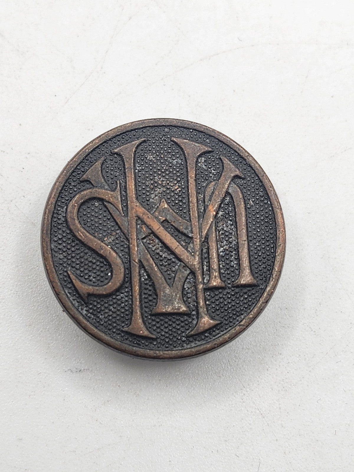 Monogram SNW Jeans Button Small Brown Brass Relief Stud Pants Hardware Sewing