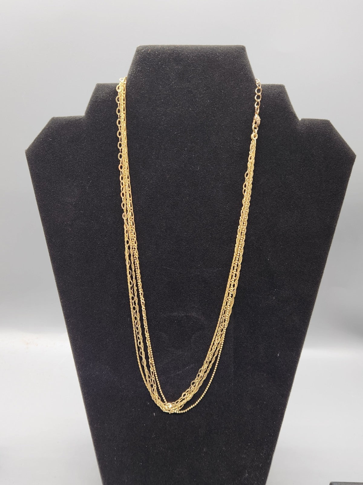 Vintage BSE Italy Layered Gold Tone Necklace Multi Chain Adjustable Statement...
