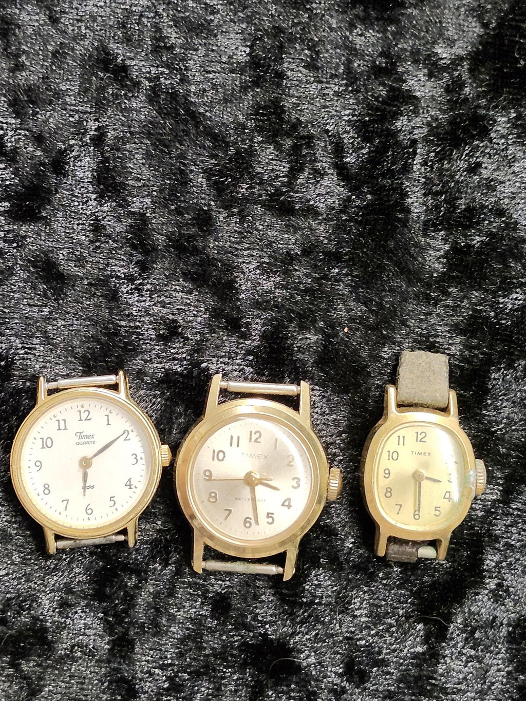 Timex Watch Lot Mens Gold Tone Quartz Mechanical Arabic Dial 3pc Parts