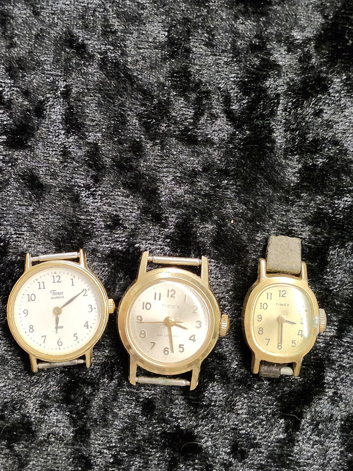 Timex Watch Lot Mens Gold Tone Quartz Mechanical Arabic Dial 3pc Parts