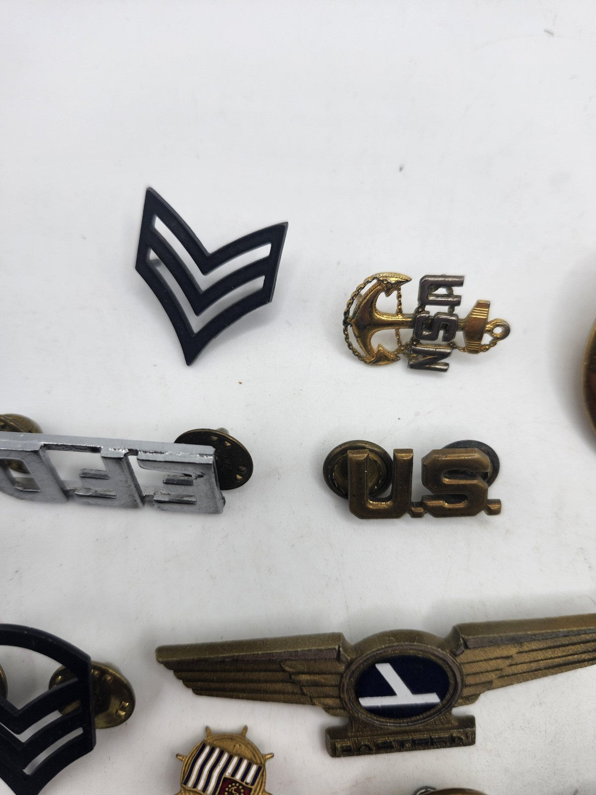 Vintage US Military Insignia Pins Buttons Ribbons Mixed Lot USA Collectible
