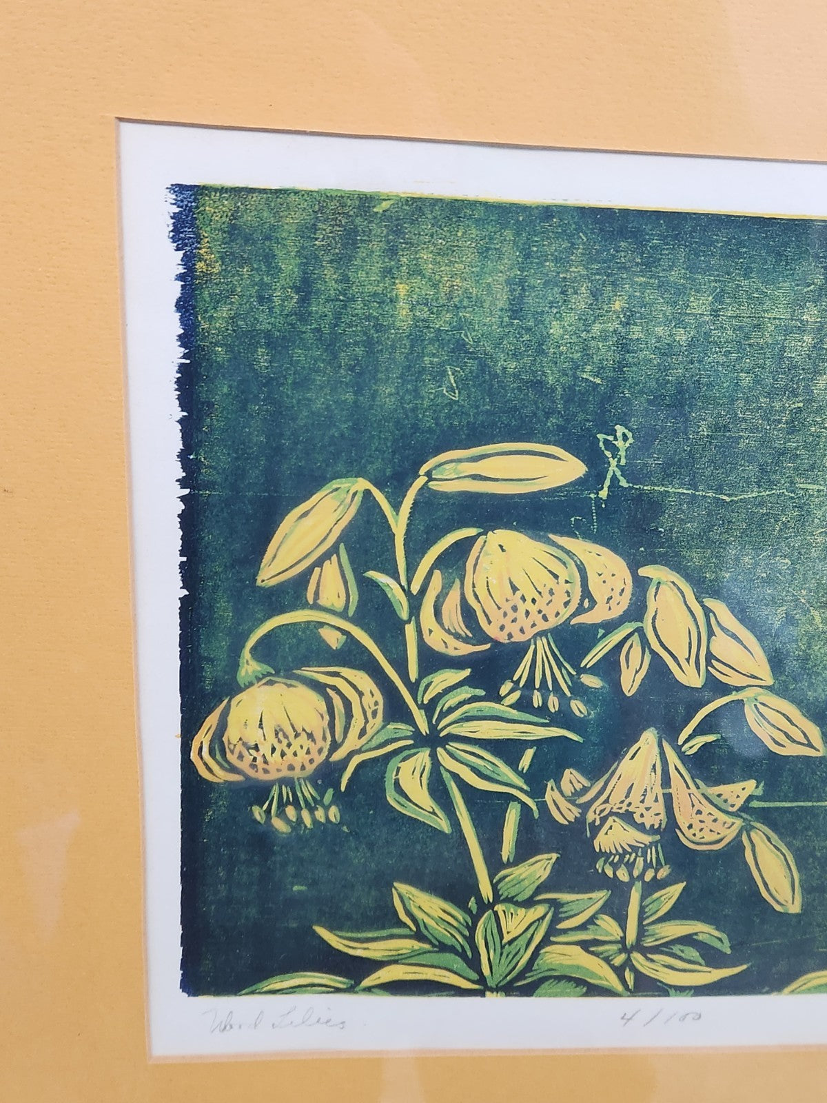 Signed Limited Edition Wood Lilies Print 4/100 Framed Botanical Art 20x17