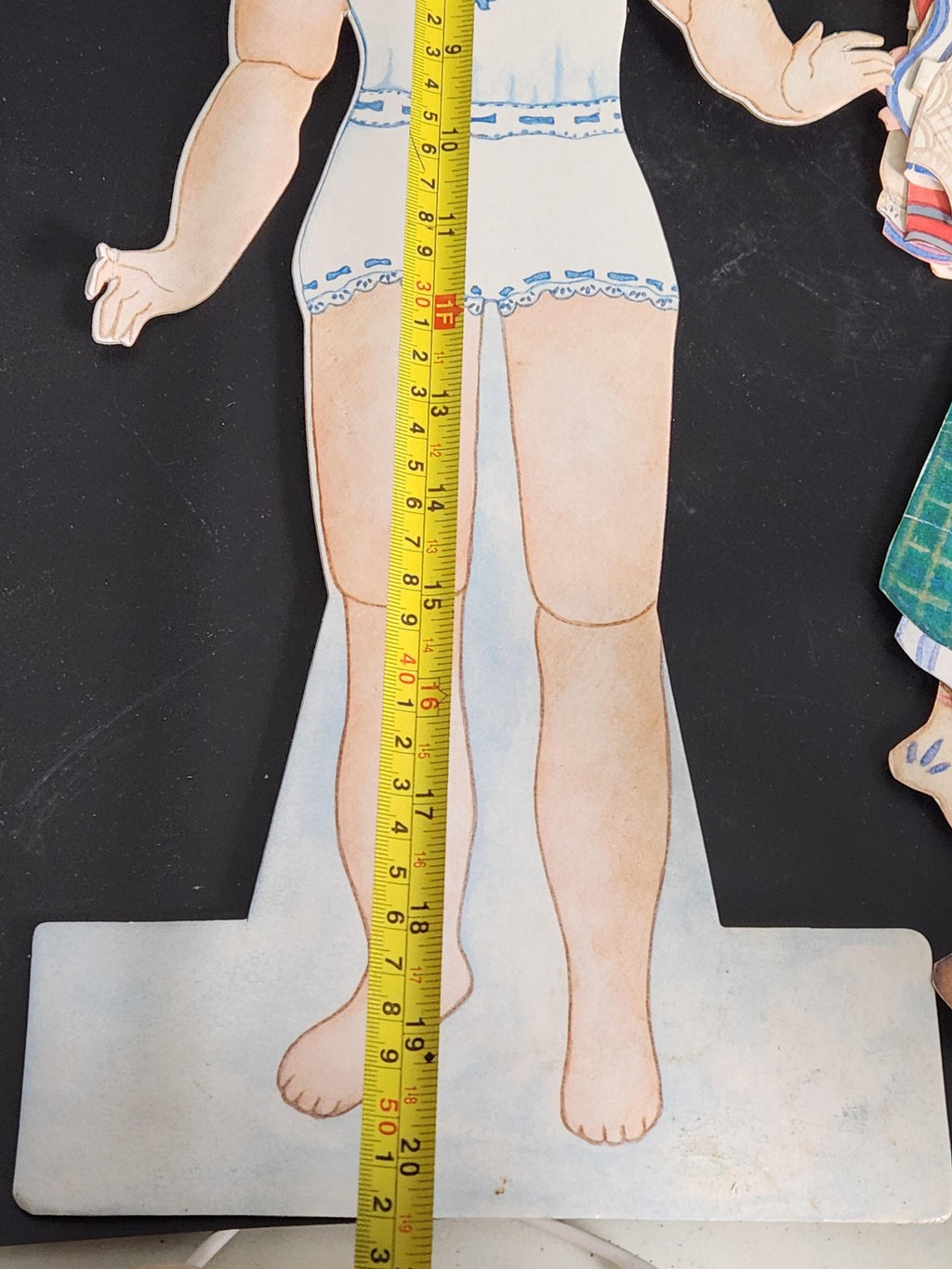 Vintage 1988 LVC Large Girl Paper Doll Stand Clothes Outfits Lot Cardboard