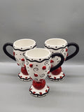 Burton & Burton Ladybug Pedestal Ceramic Coffee Tea Mugs Set of 3 3D Raised...
