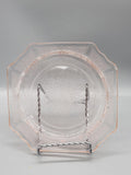 Vintage Pink Depression Glass Plate Floral Pressed Pattern Scalloped Art Deco
