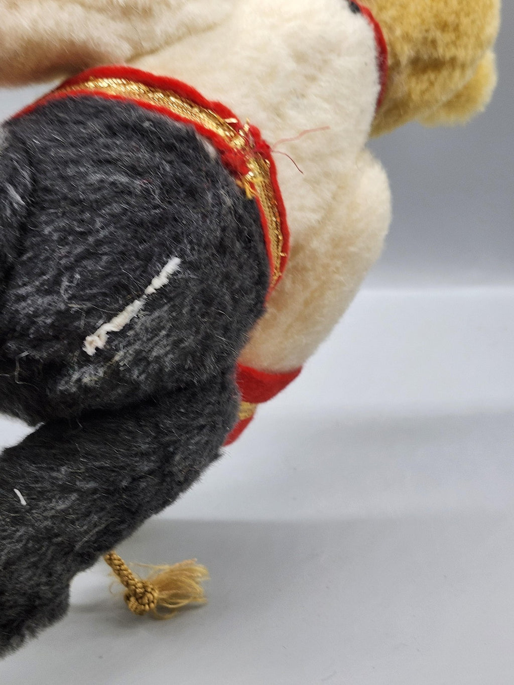 Vintage Lee Hocking Toy Soldier Bear Plush Medium Stuffed Animal Red Gold Band