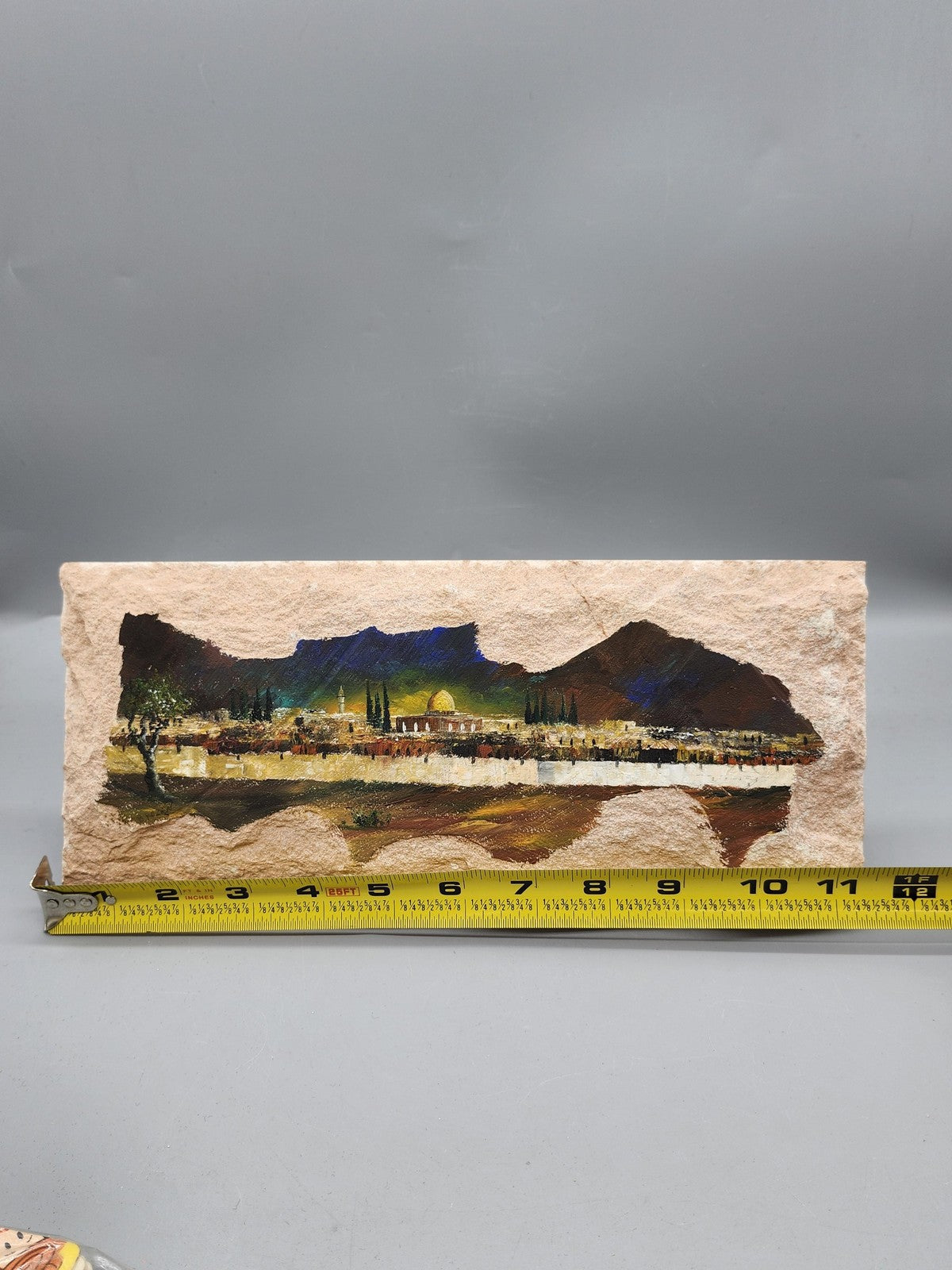 Jerusalem Western Wall Dome Rock Original Painting On Stone Tile Small Judaica