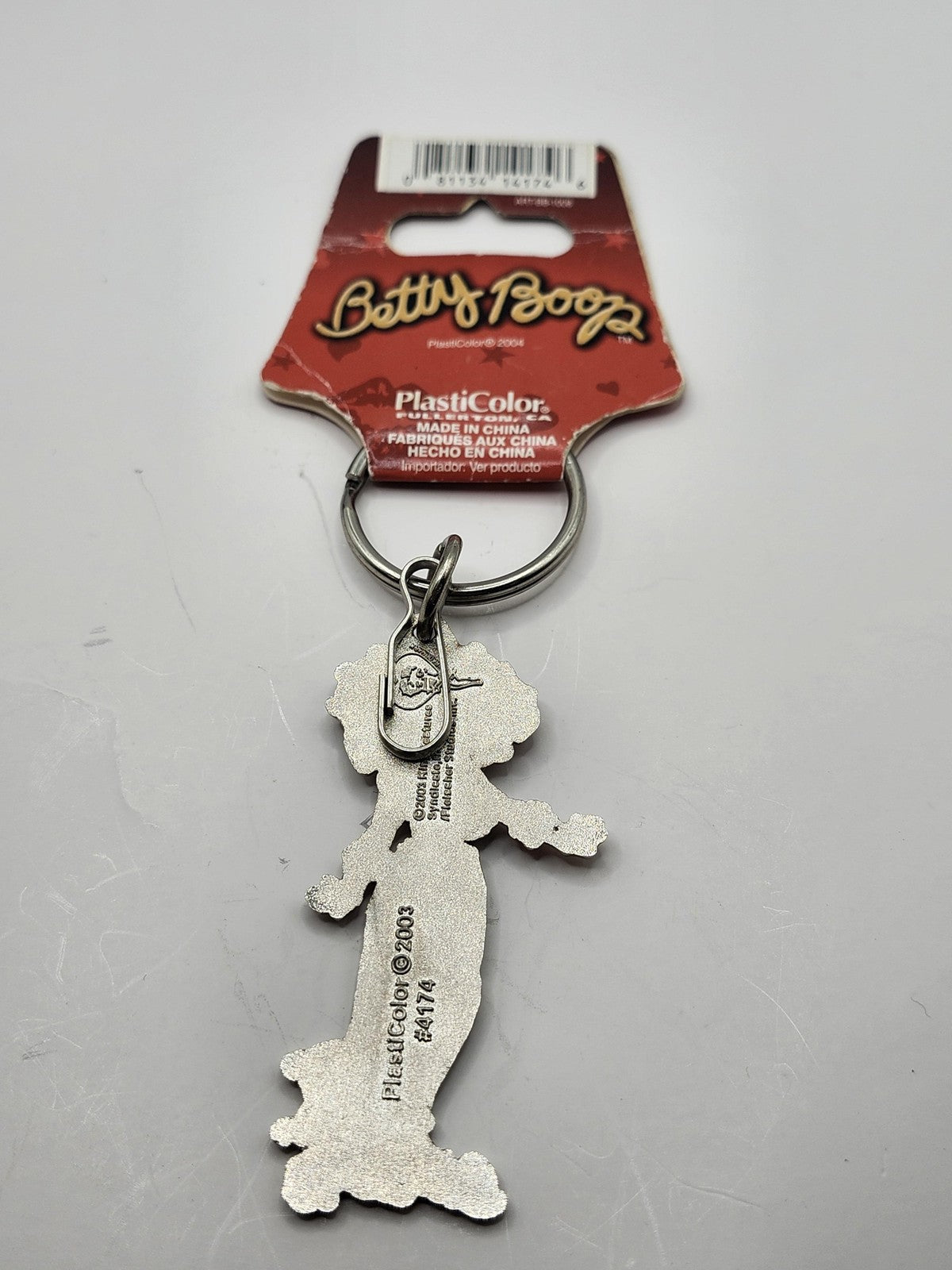 Vintage Betty Boop Pudgy Keychain Plasticolor 2003 Multicolor Metal Key Pals
