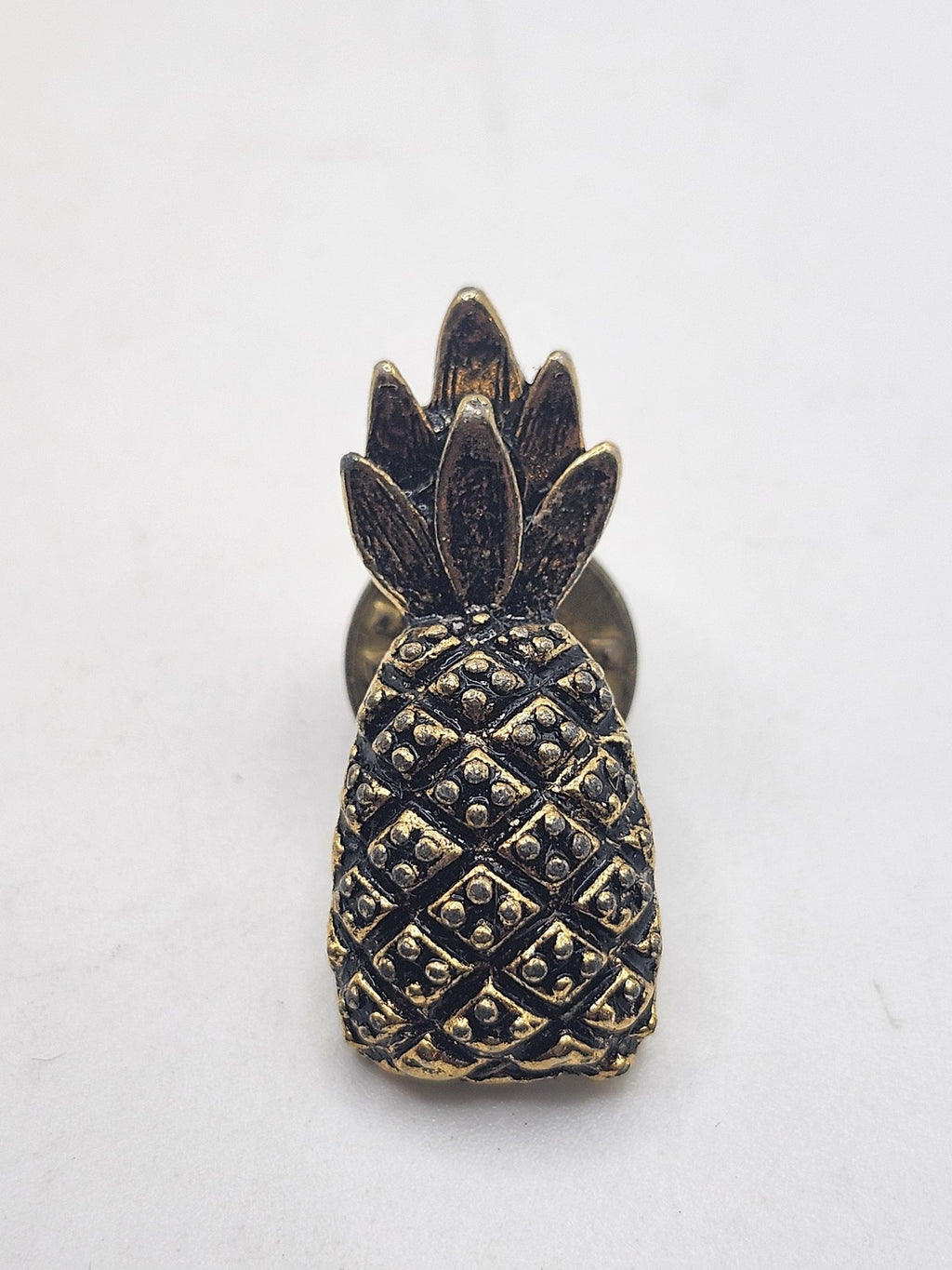Pineapple Lapel Pin Gold Tone Textured Fruit Tropical Costume Jewelry Gift