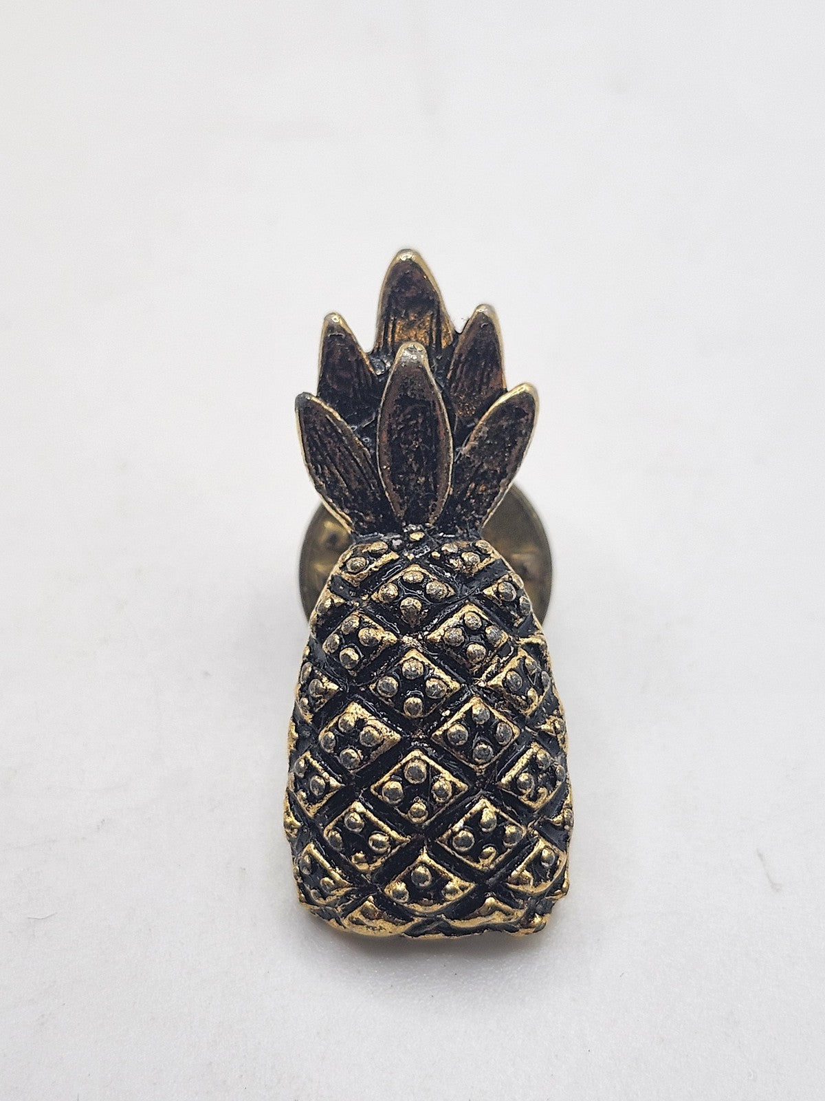 Pineapple Lapel Pin Gold Tone Textured Fruit Tropical Costume Jewelry Gift