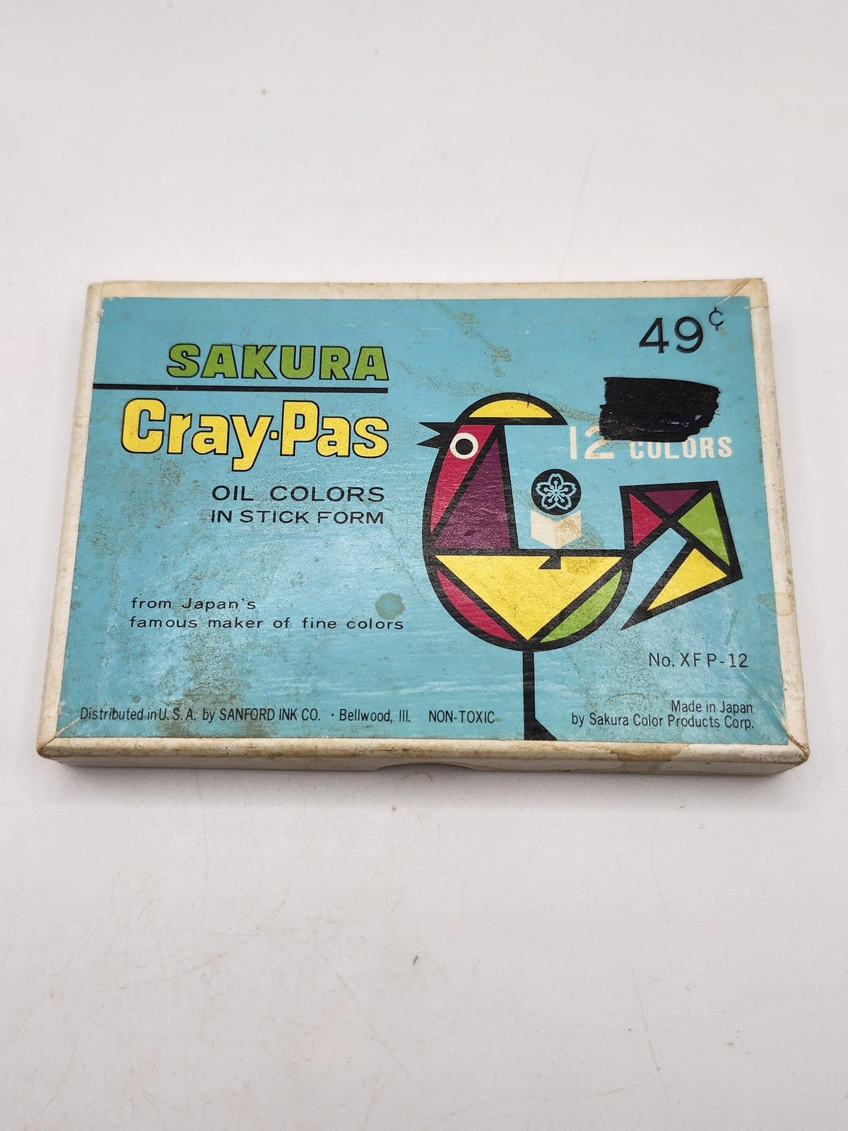 Vintage Sakura Cray-Pas Oil Pastels 12 Color Art Set Boxed Multicolor Japan