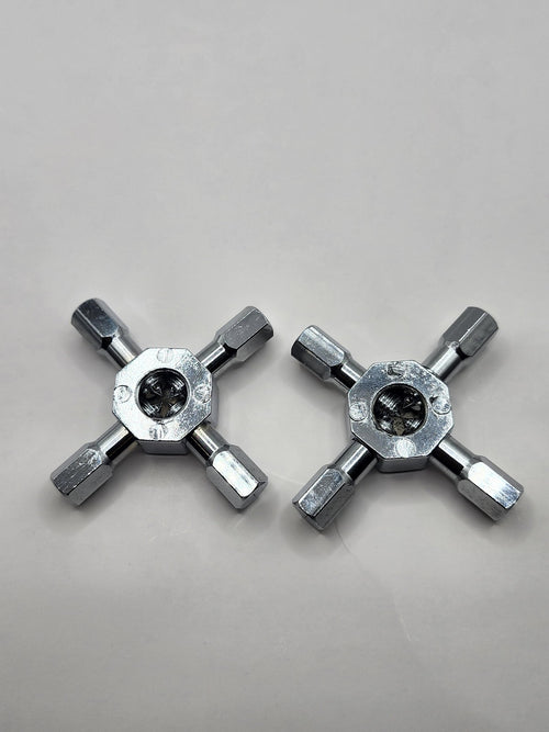 4 Way Utility Service Key Lot Of 2 Chrome Multi Tool Water Gas Electric Cabinet