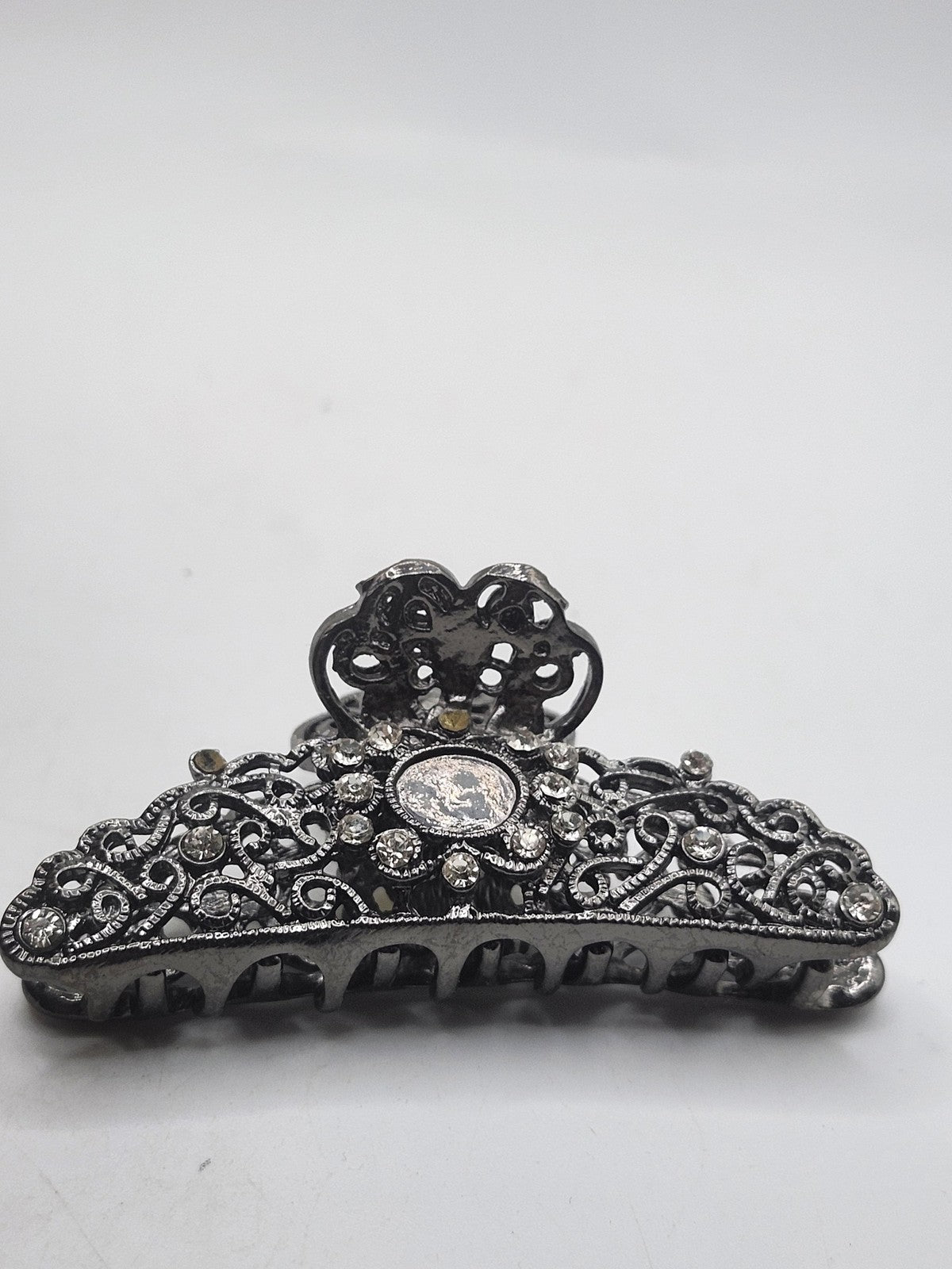 Hair Claw Womens One Size Silver Rhinestone Floral Party Hair Clip Barrette