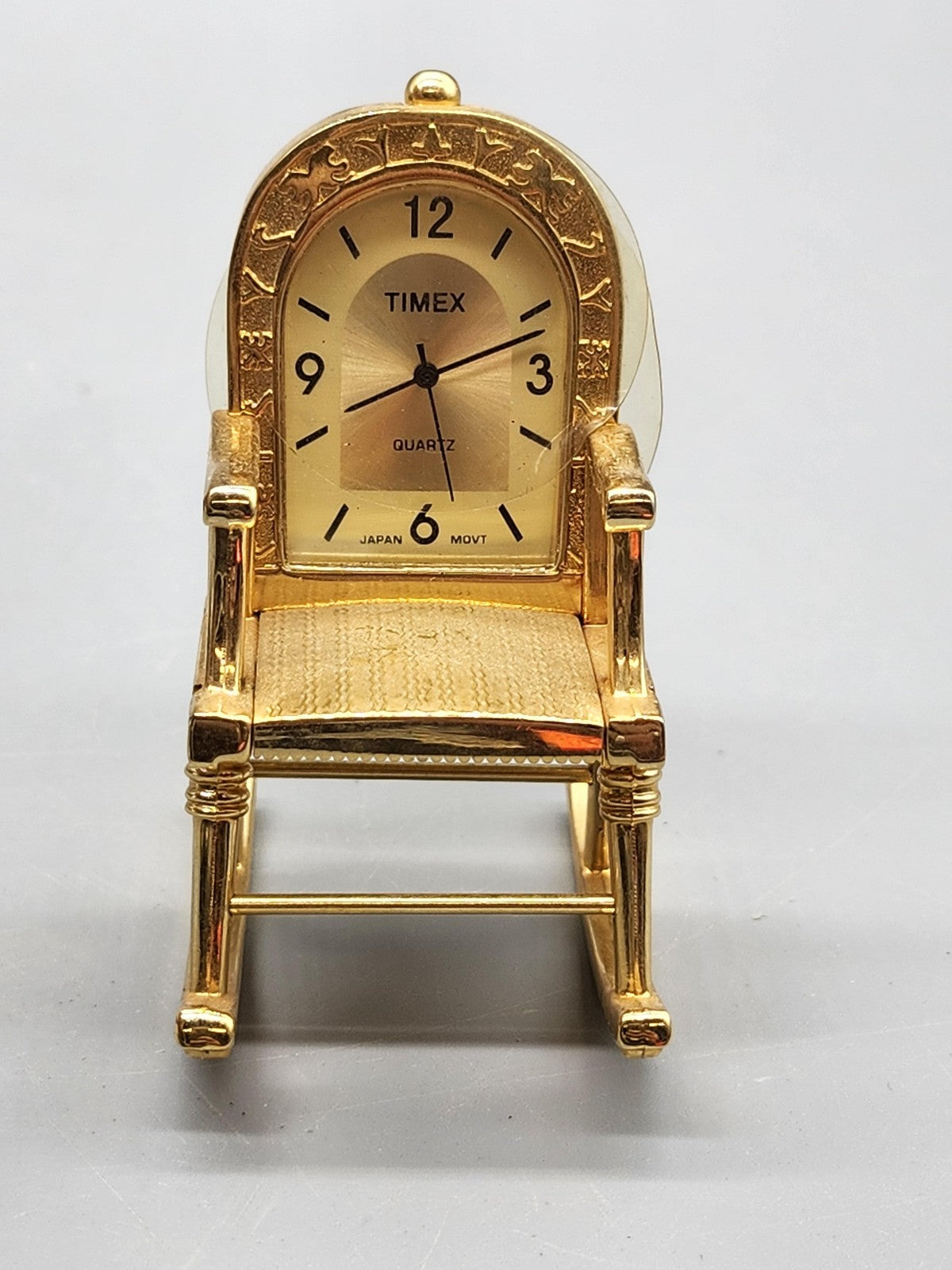 Vintage Timex Rocking Chair Table Clock Small Gold Metal Quartz Analog Decor