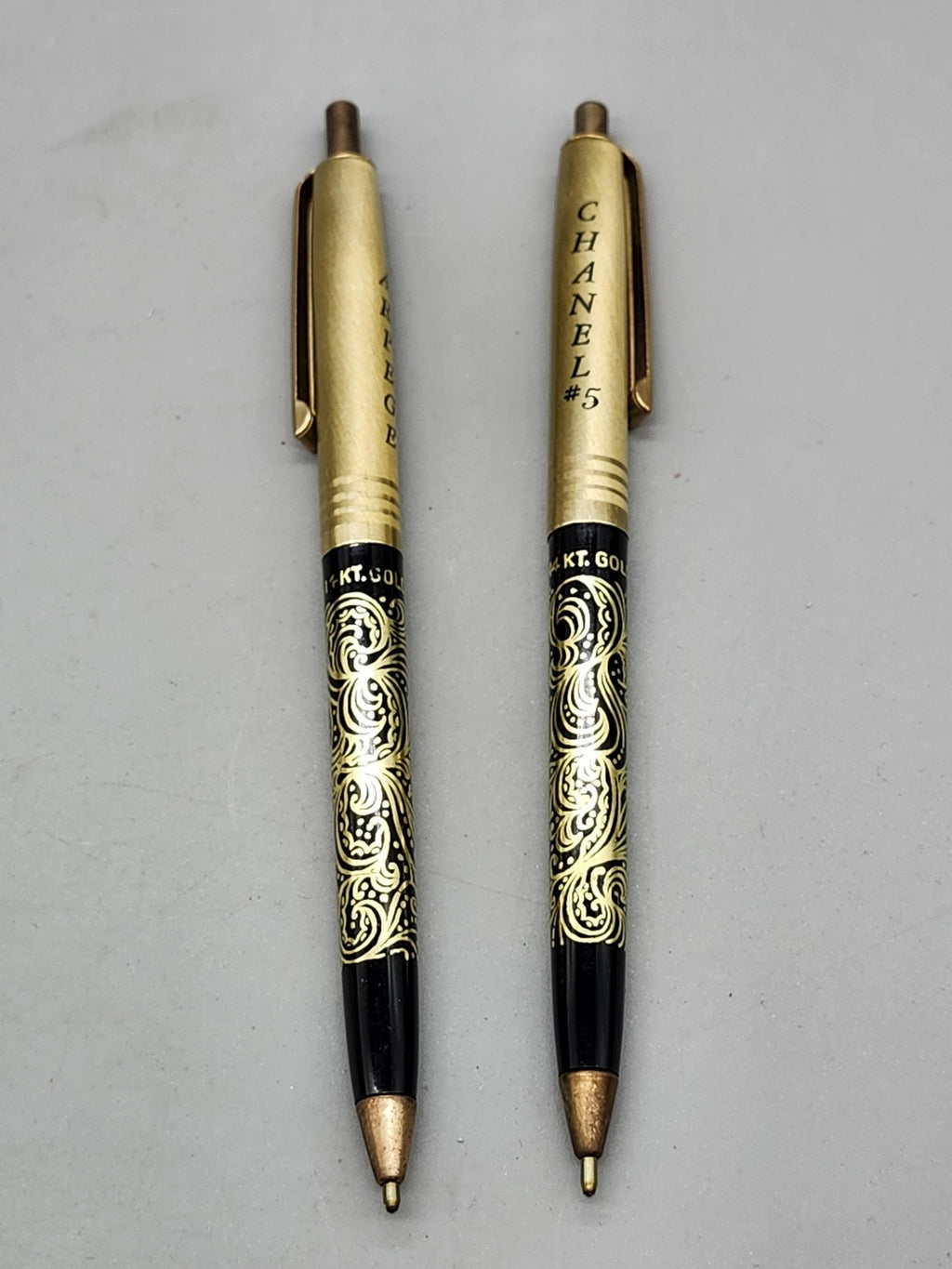 Vintage Chanel #5 Arpege Perfume Ballpoint Pens Lot 2 Black Gold Parts Repair
